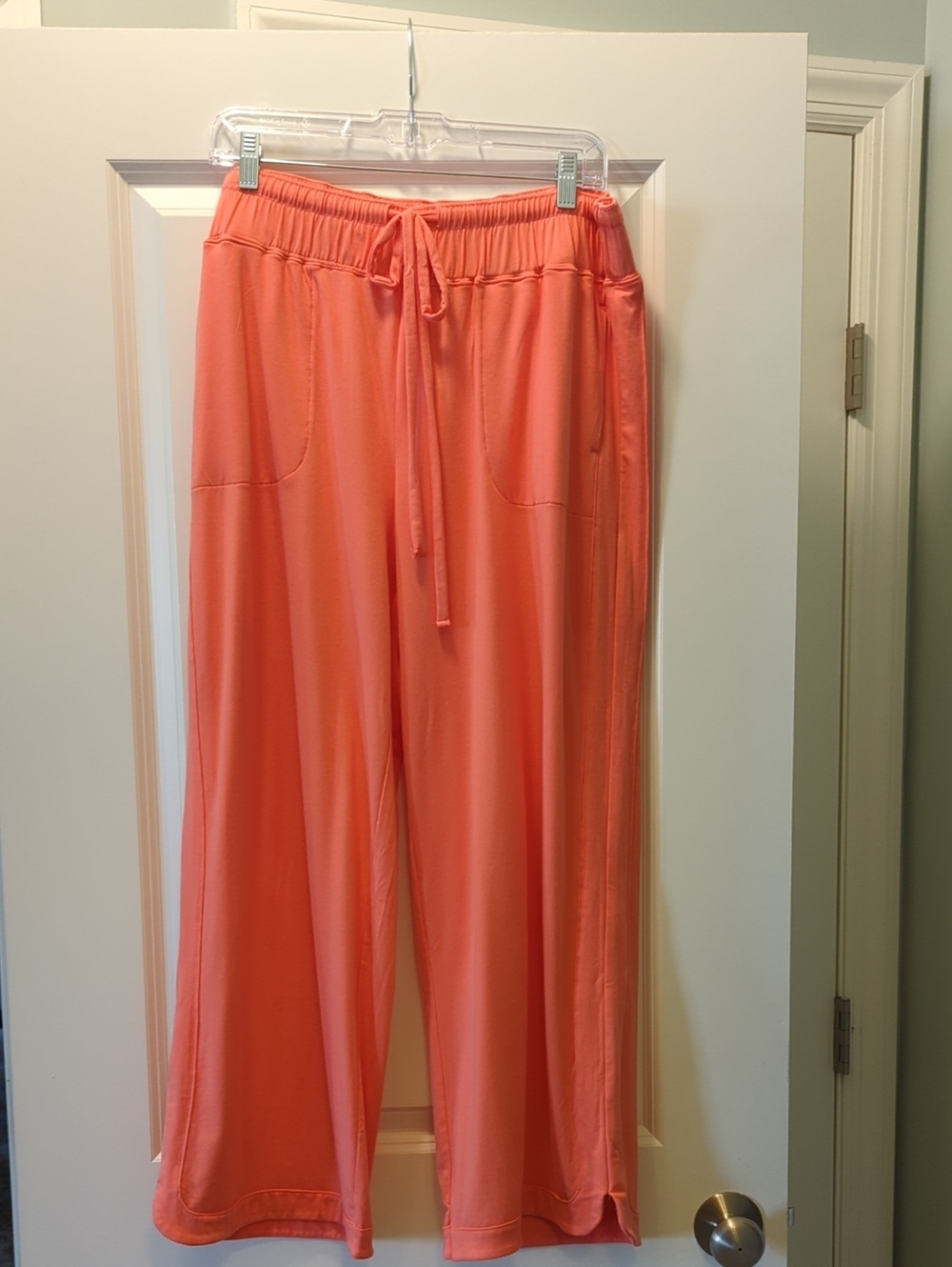 Any body Wide-Leg Drawstring Pants - Coral Pink